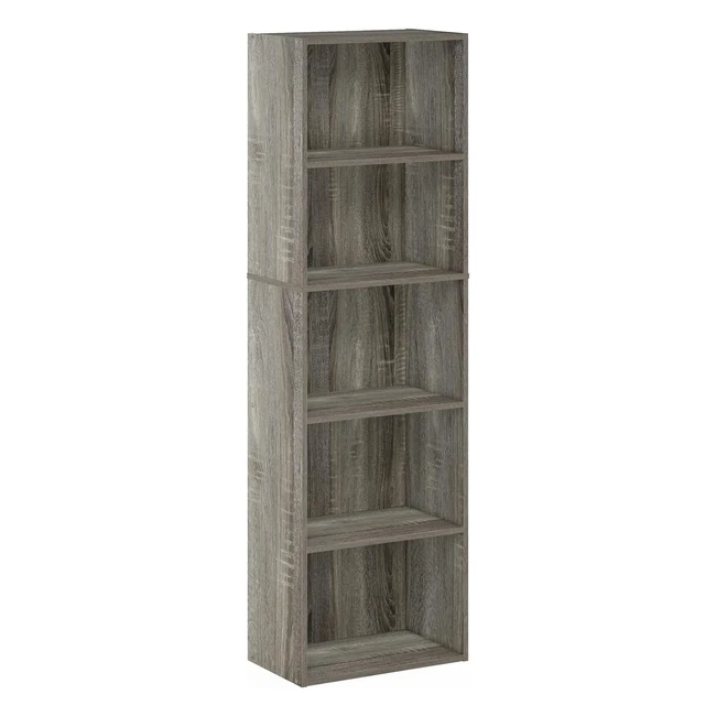 Furinno Luder Bookcase 5-Tier French Oak - Stylish  Functional Design