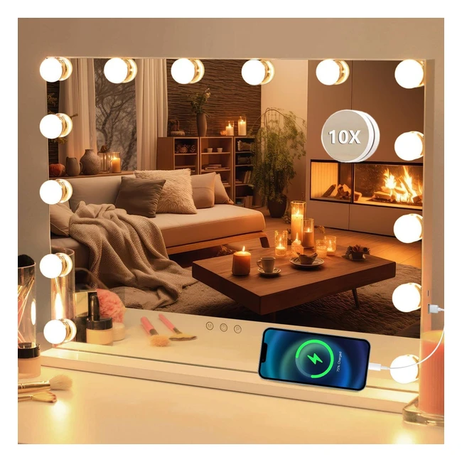 Puselo Hollywood Large Makeup Vanity Mirror LED Lights 50x43cm - Robust Alloy Me