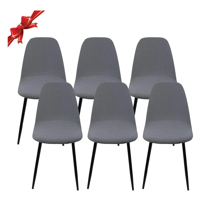 Housse de chaise scandinave lot de 6 extensible jacquard diagonal gris