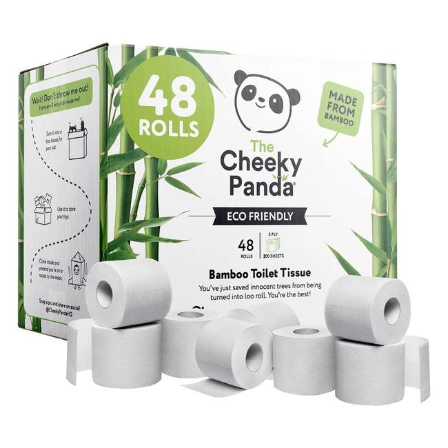 The Cheeky Panda Bamboo Toilet Rolls Bulk Buy 48 Rolls 3 Ply - Plastic Free & Sustainable
