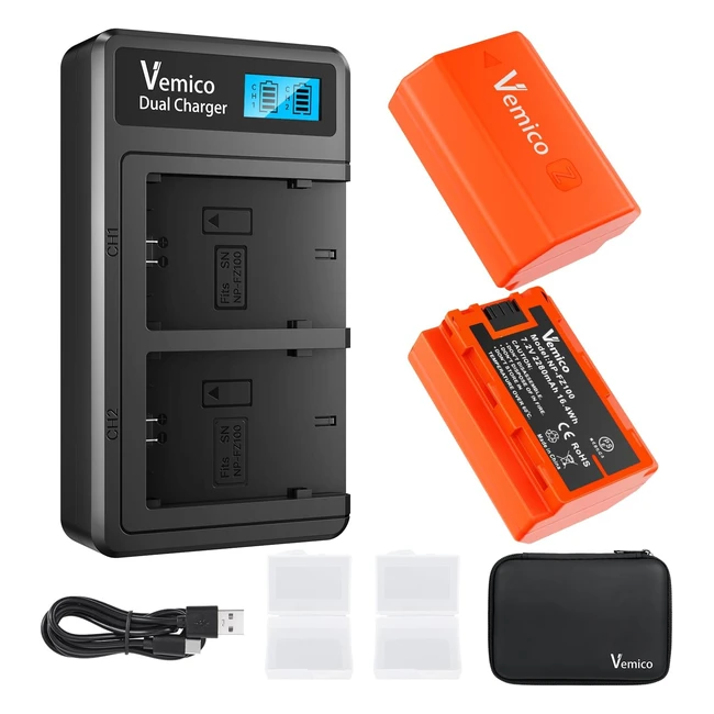 Chargeur de batterie Vemico NPFZ100 kit 2x 2280mAh batteries de remplacement ave