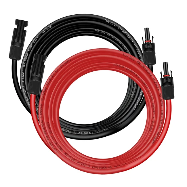 Câble Solaire 6mm Extension 5m Rouge/Noir - Matériaux de Haute Qualité