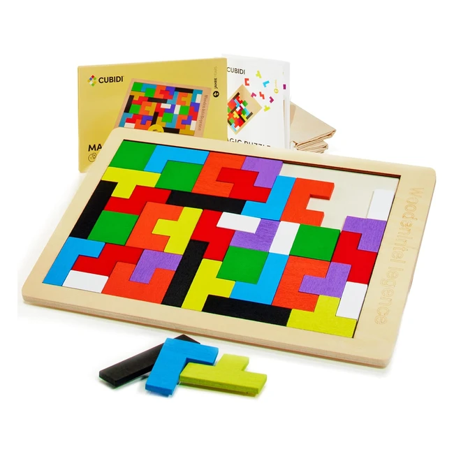 Cubidi Kreatives Montessori Tangram Puzzle - Logisches Denken und räumliche Vorstellungskraft fördern - Hochwertiges Holzspielzeug - Pädagogisches Spiel ab 4 Jahren für Jungen und Mädchen