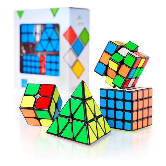 Cubidi Magic Cube Set 2x2 3x3 4x4 Pyraminx Speed Cube fr Kinder Erwachsene Anf