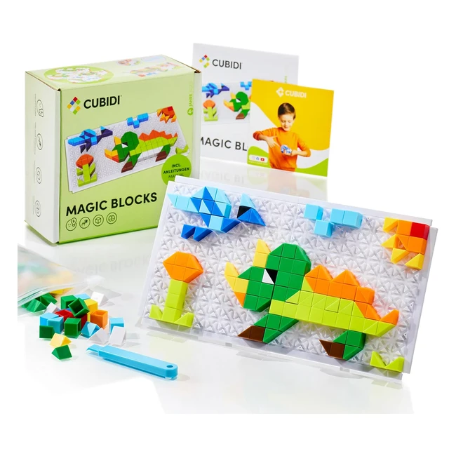 Cubidi Original Mosaikspiel Lustige Dino-Edition Kreatives Steckspiel für Kinder ab 3 Jahren Spannendes Spielzeug für Jungen und Mädchen Bildungsspiel zur Förderung der Fantasie
