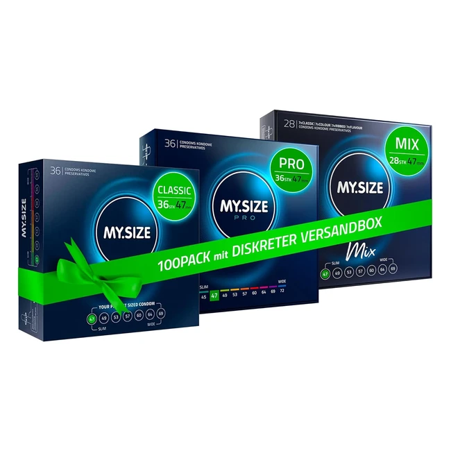 Mysize 100 Kondome 47 mm Mega Set Classic Mix Pro I Size 1 Premium Extra Thin
