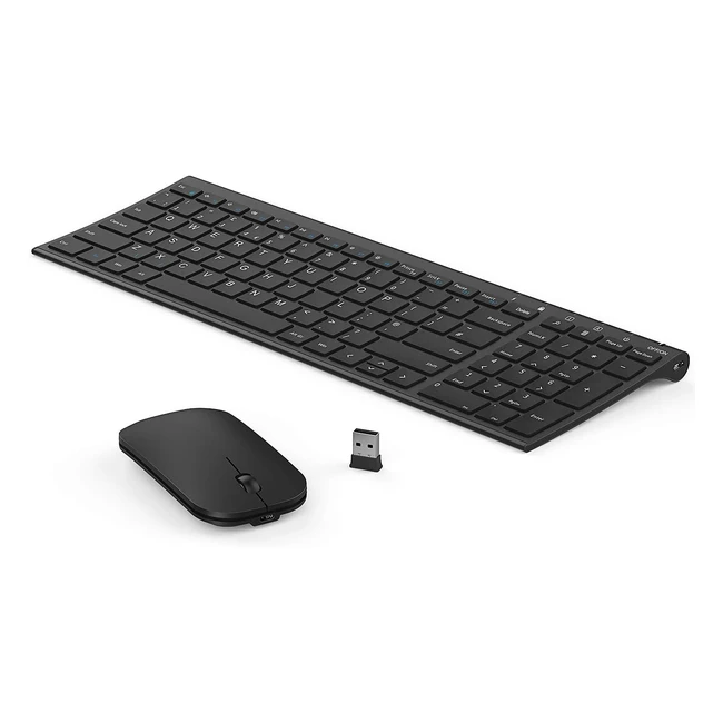 Seenda Rechargeable Wireless Keyboard Mouse Set Slim Thin QWERTY UK Layout for W