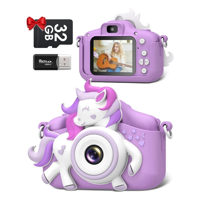 Gofunly Kids Camera for Girls 1080P HD 20 Inch Screen - 32GB SD Card - Age 3-12 Years Old