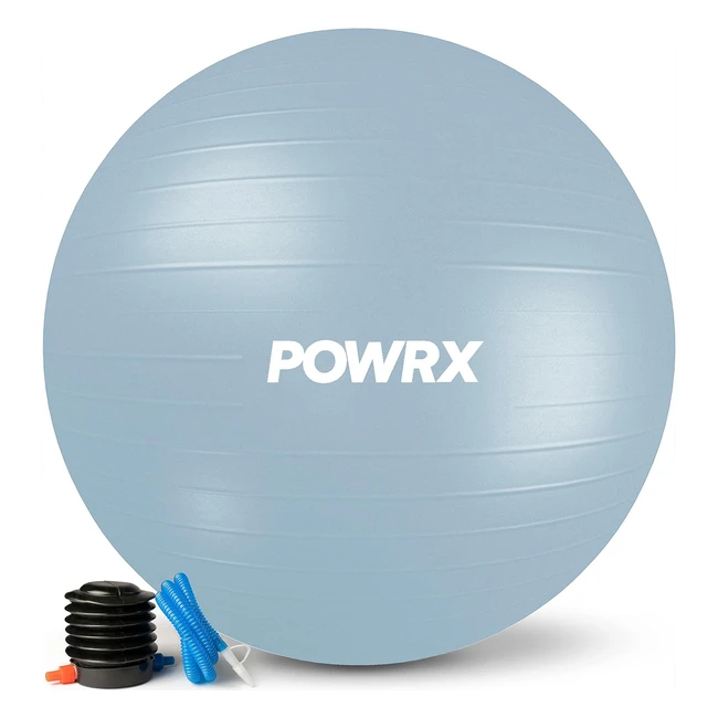 POWRX Gymnastikball inkl. Ballpumpe | Sitzball Pilates Yoga Ball | Antiburst | Verschiedene Größen 55-95 cm | Hellblau 65 cm