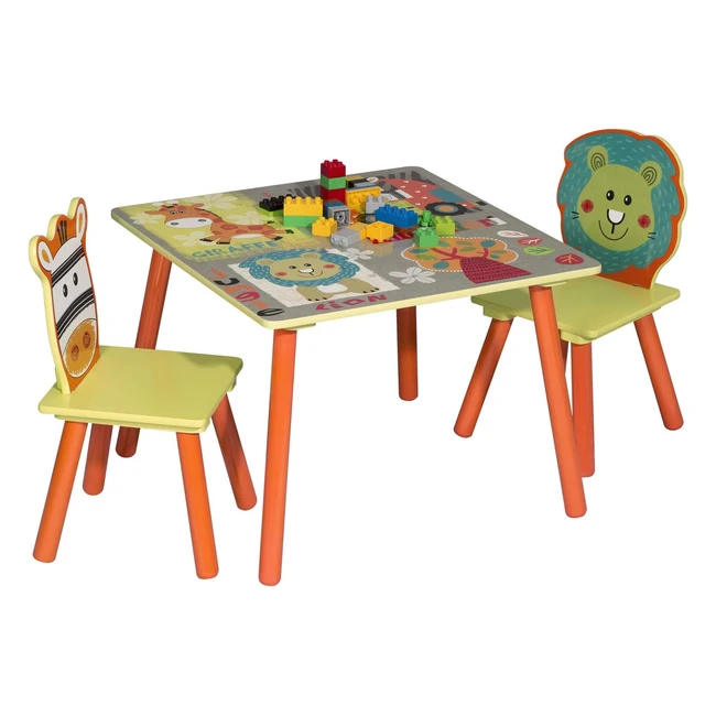WOLTU 3-teiliges Set SG006 Kinderzimmermöbel Set Waldtiere Tisch Stuhl Sets Kinder Tisch mit 2 Stühlen