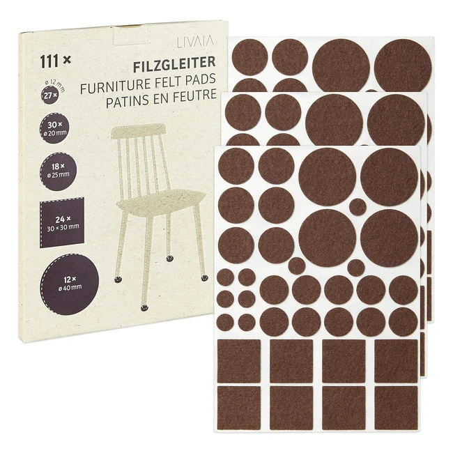 Selbstklebende Filzgleiter Braun 111 x Stuhl Filzgleiter Set in 5 Größen als Bodenschutz für Stühle und Möbel Filz Selbstklebend Rund Möbelgleiter Filz