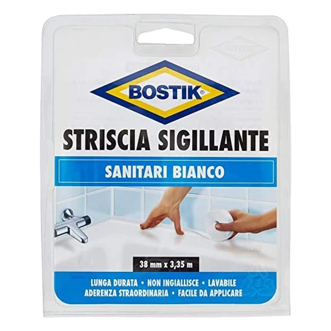 Striscia Sigillante Bostik 38mm x 335mt Bianca - Resistente all'Acqua e ai Detergenti Domestici