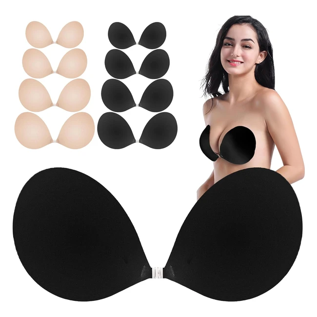 Riamu Women's Adhesive Push Up Bra - Size ABCD - Strapless & Reusable - #1 Choice