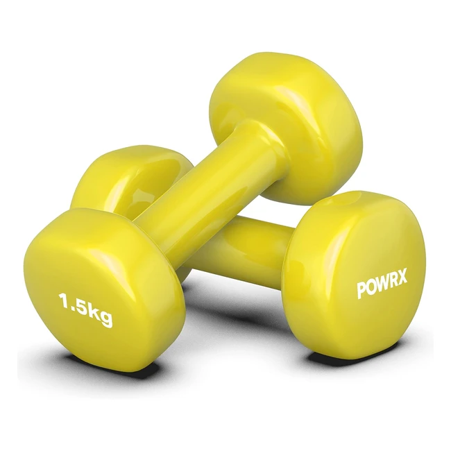 POWRX Vinyl Kurzhanteln Paar Gelb 2 x 15 kg Fitness Aerobic Pilates 05 kg10 kg H