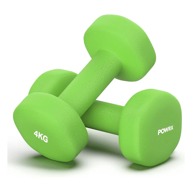 POWRX Neopren Hanteln Kurzhanteln Set 2x4kg | Hexagon Gewichte | Krafttraining für Männer und Frauen