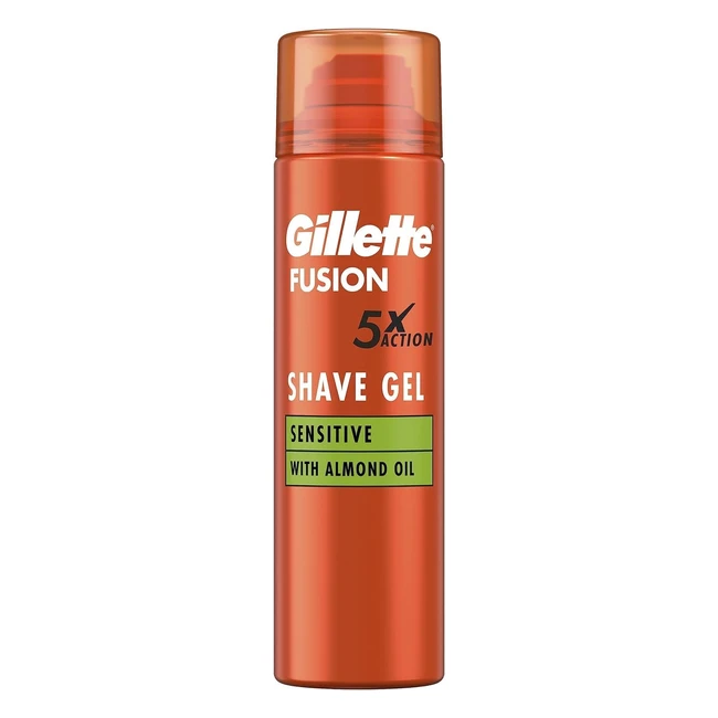 Gillette Fusion Gel da Barba Uomo 200 ml - Olio di Mandorle - Effetto 5x Pulisce
