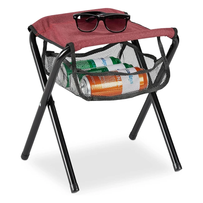 Tabouret pliant camping Relaxdays jusqu 120 kg - Rouge