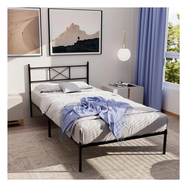 Cadre de lit Dreamzie 90x190 avec sommier et tte de lit - Assemblage facile et e