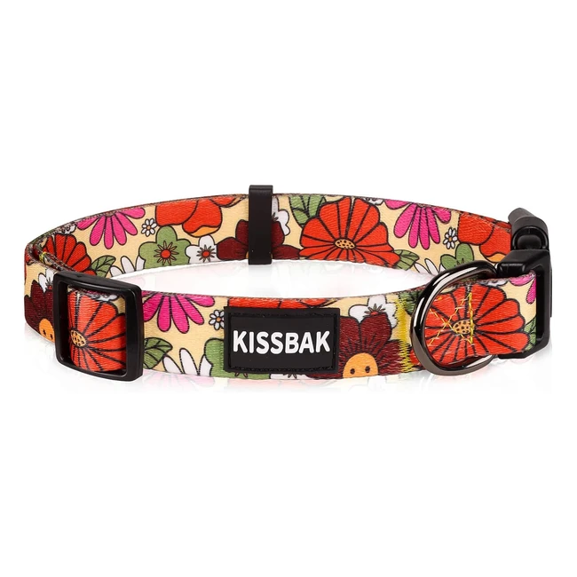 KissBak Dog Collar Medium Dogs Adjustable Floral Sunflower M Lot