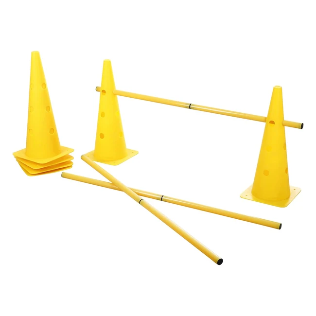 Set ostacoli agility Kerbl ConeThree giallo - 2in1 coni paletti regolabili