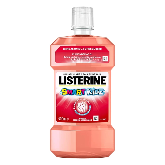 Listerine Smart Kidz Mild Berry 500 ml - Kinder-Mundspülung antibakteriell ohne Alkohol - Schützt vor Karies - Ab 6 Jahren