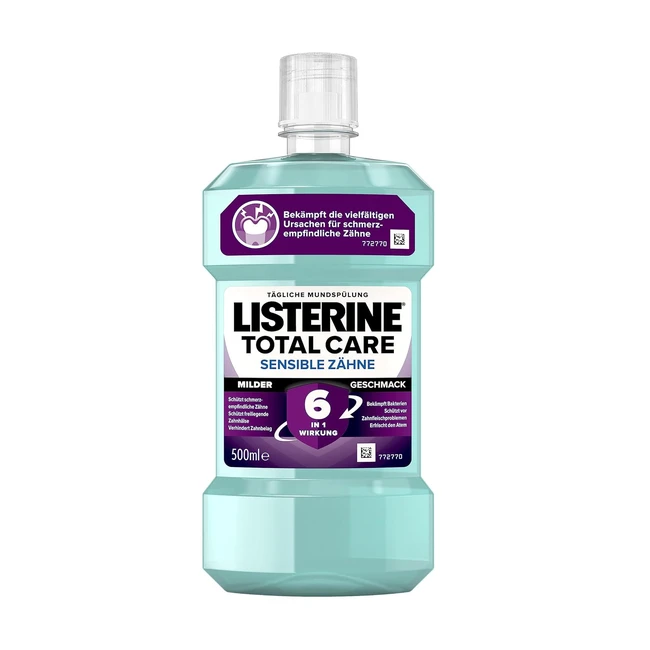 Listerine Total Care Sensitiv Mundspülung 500ml antibakteriell bei schmerzempfindlichen Zähnen 6in1 mild schützt vor Zahnfleischproblemen