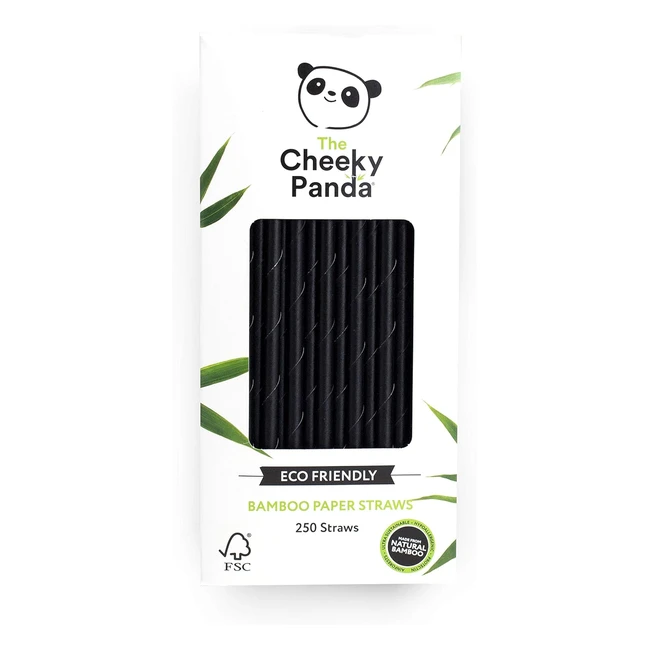 The Cheeky Panda Bamboo Paper Straws - 250 Black Coloured - Sustainable & Biodegradable