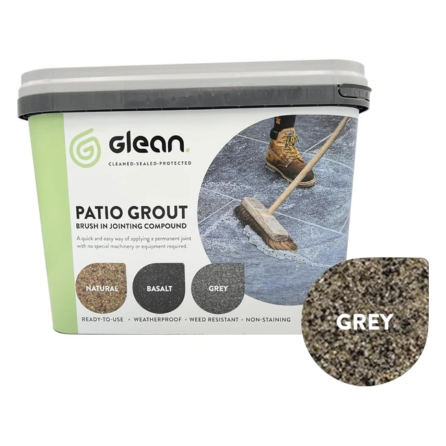Glean Patio Grout Grey 15kg - Self Setting All Weather Application - Brush In Jointing Compound