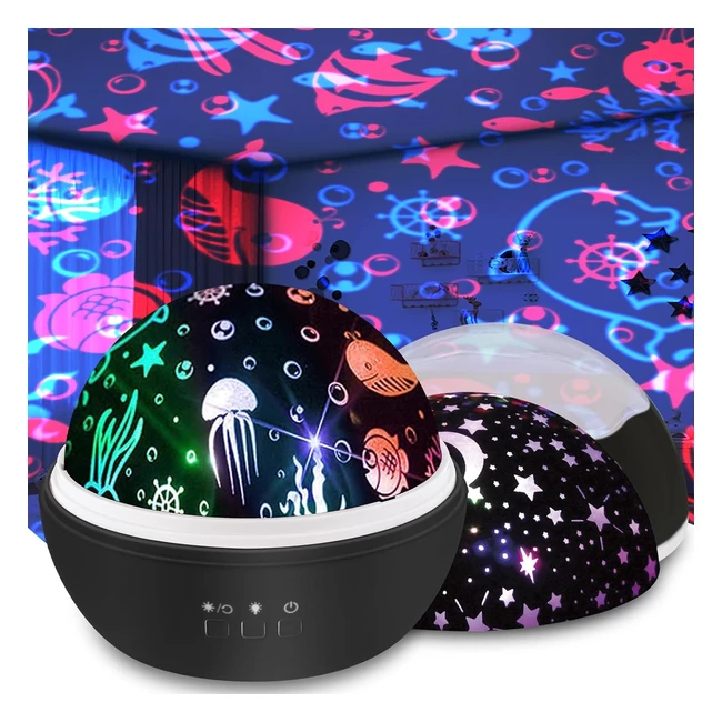 Moredig Baby Lights Projector Rotating Sensory Lights with 8 Lighting Modes Starry Sky Ocean Night Light Projector for Kids - Ideal Baby Sensory Toy Gifts for Girls Boys