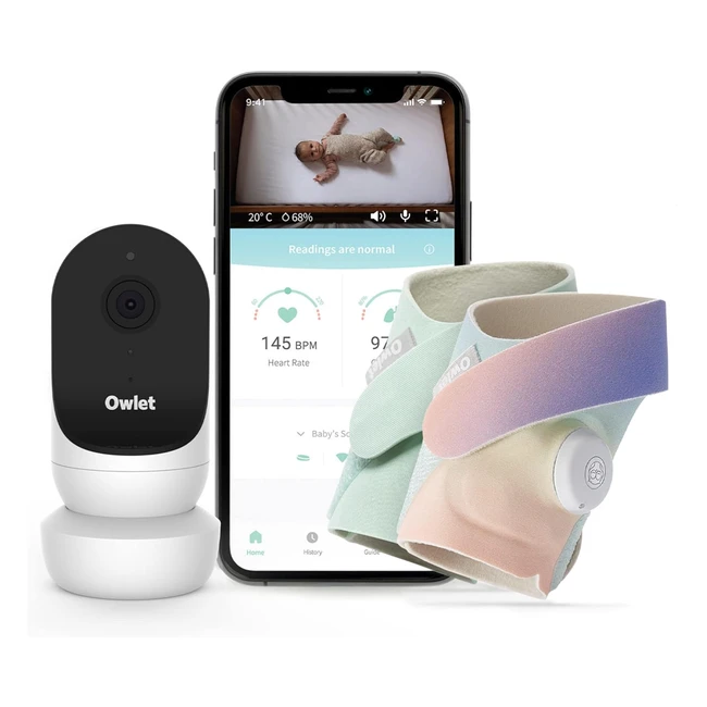 Owlet Monitor Duo 2 Cam 2 & Smart Sock 3 Baby Monitor - HD Video, Night Vision, Heart Rate & Oxygen Tracking