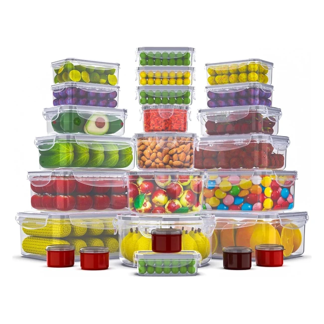 Large Food Storage Containers 50pcs Airtight 2500ml Set BPA Free Leak Proof