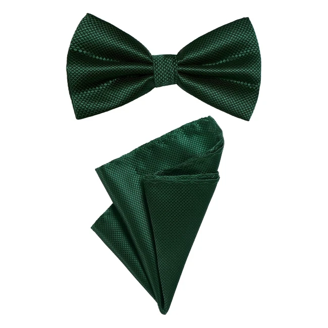 Set dondon para hombres: pañuelo y pajarita a juego, ajustable - Verde Oscuro