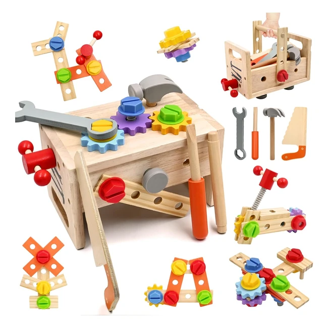 Caja Herramientas Madera Montessori Juegos Educativos Aprendizaje Construcción Tallo Niños 2-6 Años