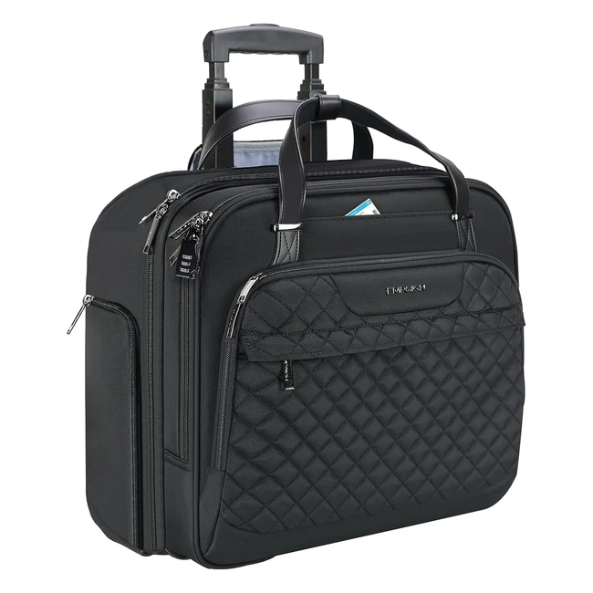 Empsign Rolling Laptop Bag with Wheels - Fits up to 15.6 inch Laptop - Water-Repellent - RFID Pockets