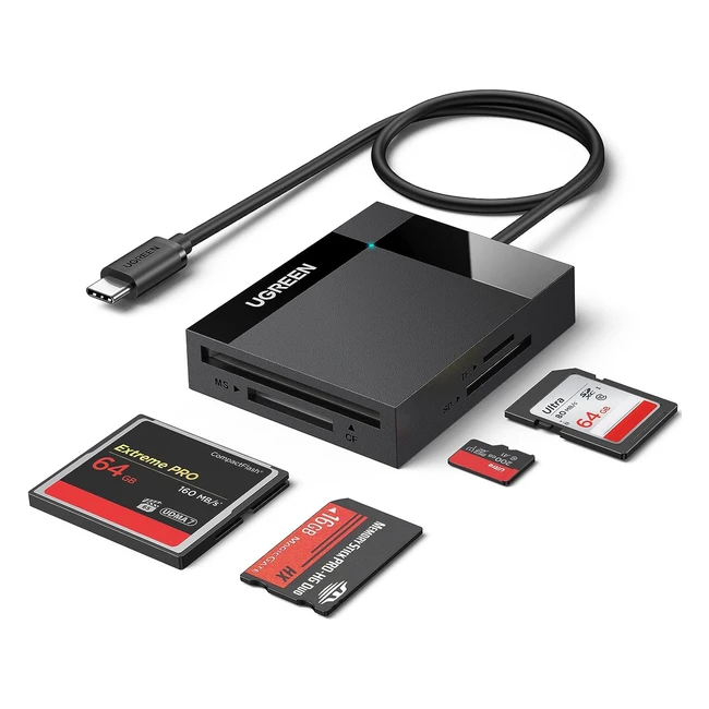 Lector de Tarjetas UGREEN USB C 4 en 1 - Velocidad 5 Gbps - Compatible con MacBo