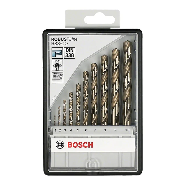 Bosch Set Punte Metallo HSSCO 10 Pezzi Acciaio Inox 110mm