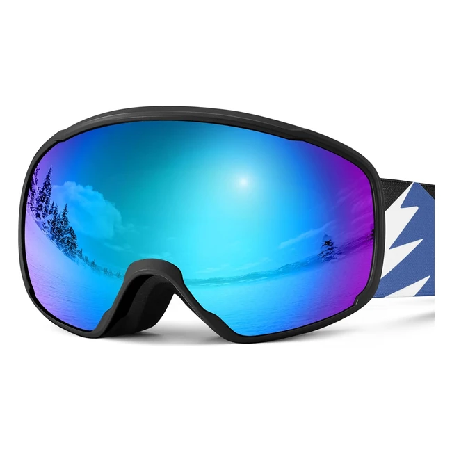 Odoland OTG Ski Goggles for Kids - UV Protection  Anti-Fog Lens - Double Grey S