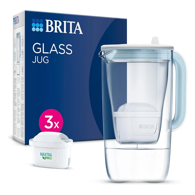 Brita Glass Water Filter Jug Starter Pack Light Blue 25L with Maxtra Pro Cartri