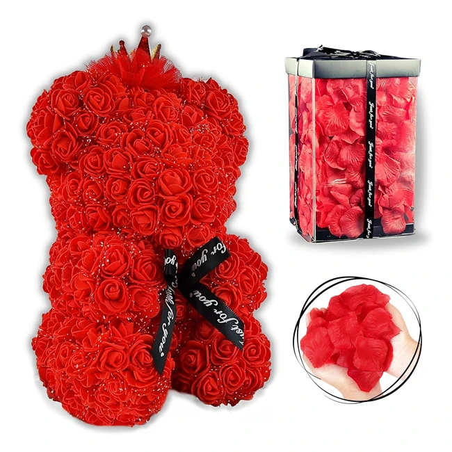 Orsetto di rose 25 cm Grinada Orso di Rose con 500 Petali e Confezione Regalo San Valentino