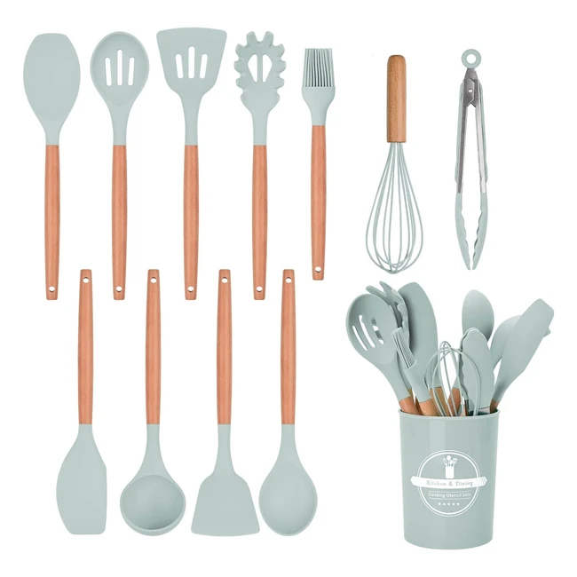 Fiousy Kitchen Utensil Set 12 Pcs Silicone Cooking Utensils Set - Heat Resistant