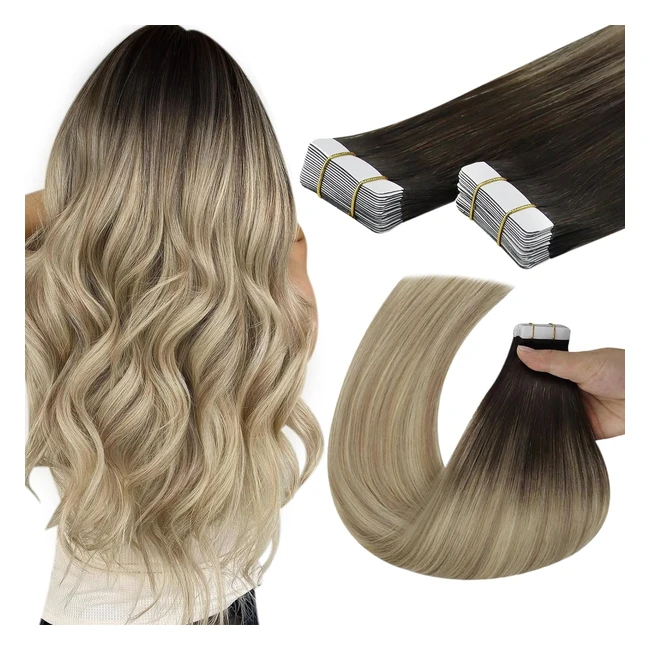 Youngsee Tape in Hair Extensions Human Hair Balayage Brown to Golden Blonde 22in Remy Hair 50g 20pcs