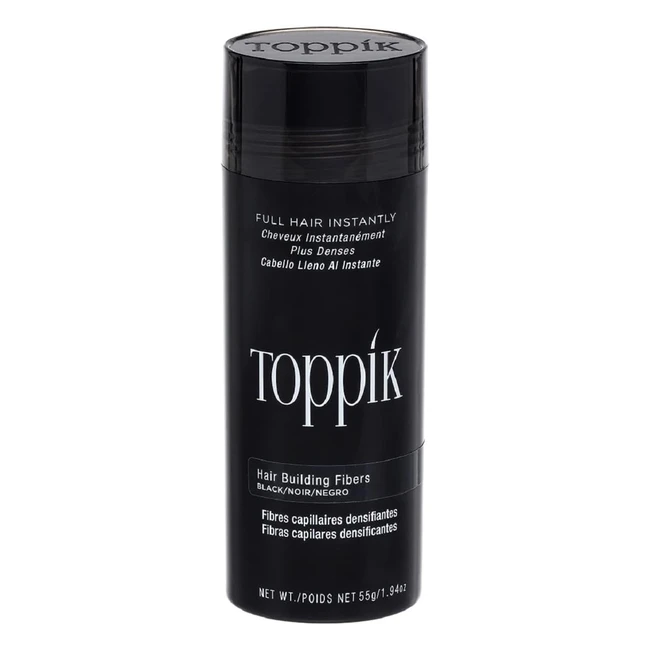 Toppik Hair Building Fibres Powder Black - Instant Thinning Concealer for Men and Women