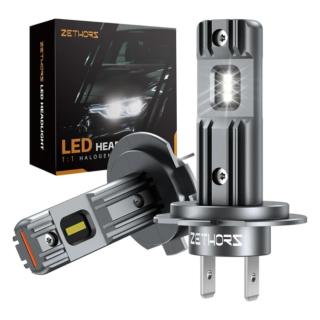 Zethors H7 LED Headlight Bulbs 42W 10000LM 6000K 400 Brighter Fanless Wireless Mini H7 Bulbs Car Conversion Kit