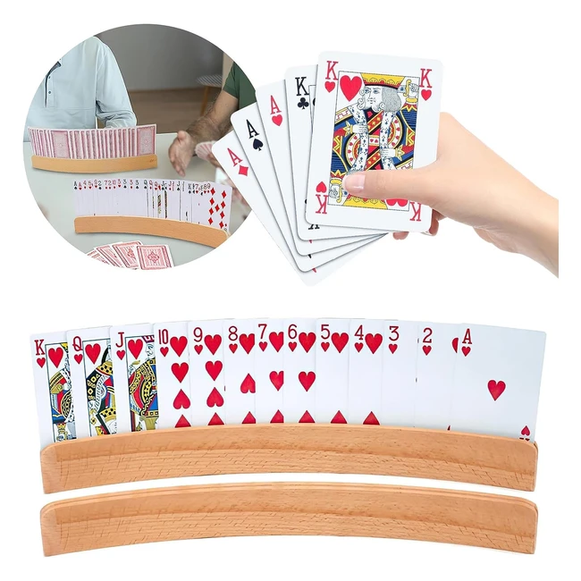 Lot de 2 Porte-cartes pour Enfants en Bois 33 cm - Mains Libres Support de Poker
