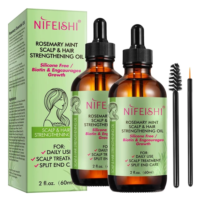 Organic Rosemary Oil for Hair Growth 2 Pack - Scalp & Hair Strengthening Treatment