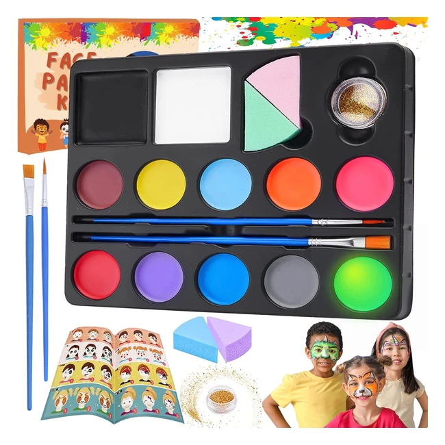 Kit Pintura Facial Infantil Lubibi 12 Colores UV Fluorescente
