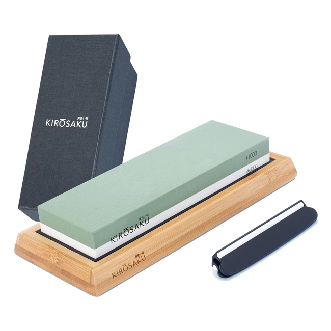 Piedra de afilar Kirosaku Premium 10006000 - Ideal para cuchillos de cocina - Soporte de silicona antideslizante