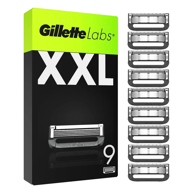 Gillette Labs XXL - Lamette da barba per rasoio uomo 9 ricambi da 5 lame comfort e profondità