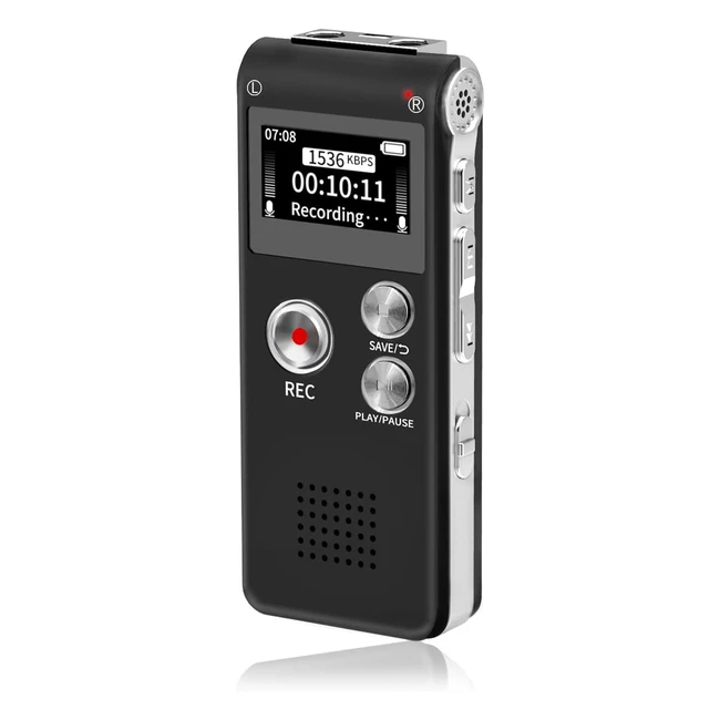 Fikyra 16GB Digital Voice Recorder USB Rechargeable | DSP Noise Reduction | 30 Hours Recording | MP3 Player | Meetings Interviews Lectures | Black