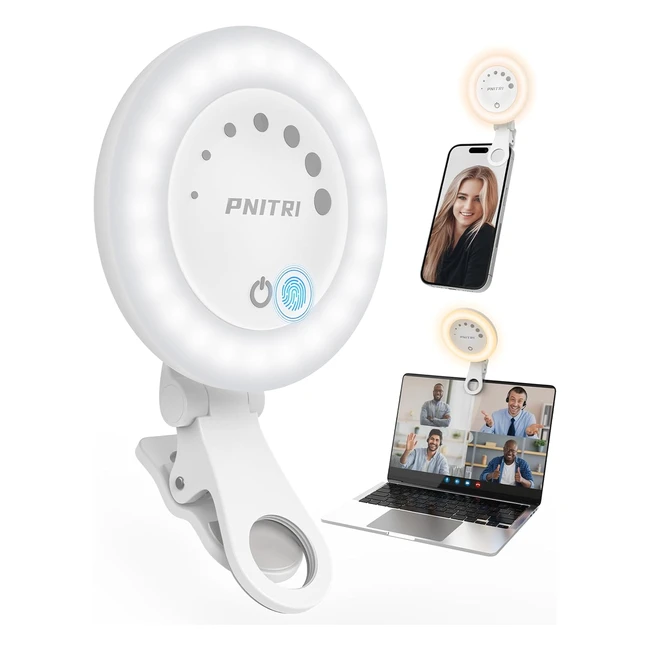 Selfie Light PNITRI Phone Light Clip-on Touch Control Rechargeable 3 Light Modes